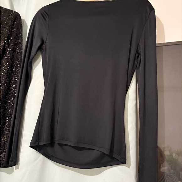 Les Copains Black draped cowl neck top made in Italy stretch long sleeve minimal - Picture 5 of 6